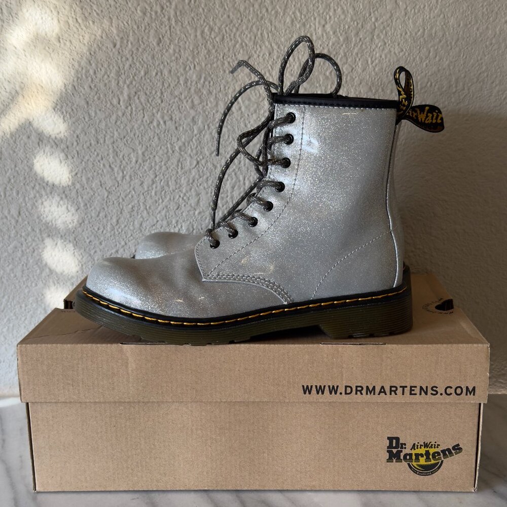 Dr. Martens Women's Silver and Black Boots, size 6.5